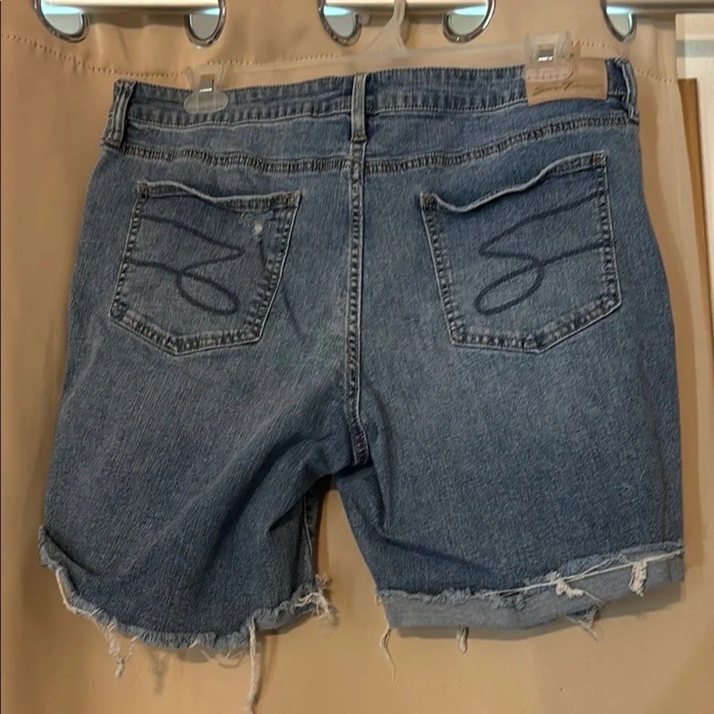 Seven7 Blue Distressed Denim Jean Shorts